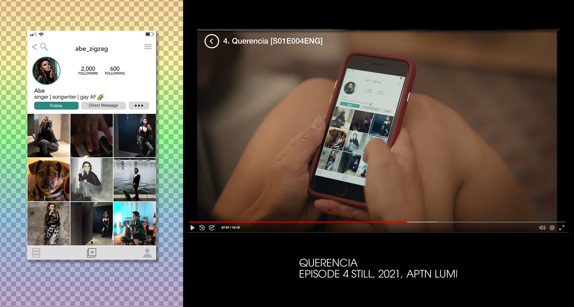 Social Media App - created for a mobile prop for the Querencia web series