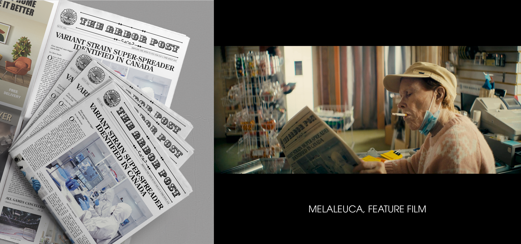 Newspaper Spread created for a prop for the Melaleuca Feature Film