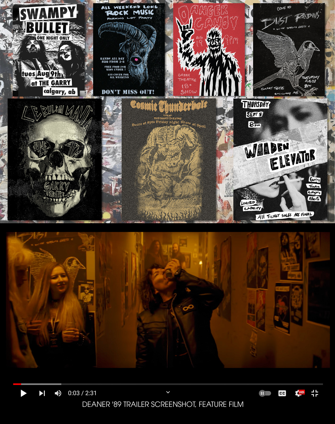 Band Posters created for the sets in the DEANER '89 Feature Film