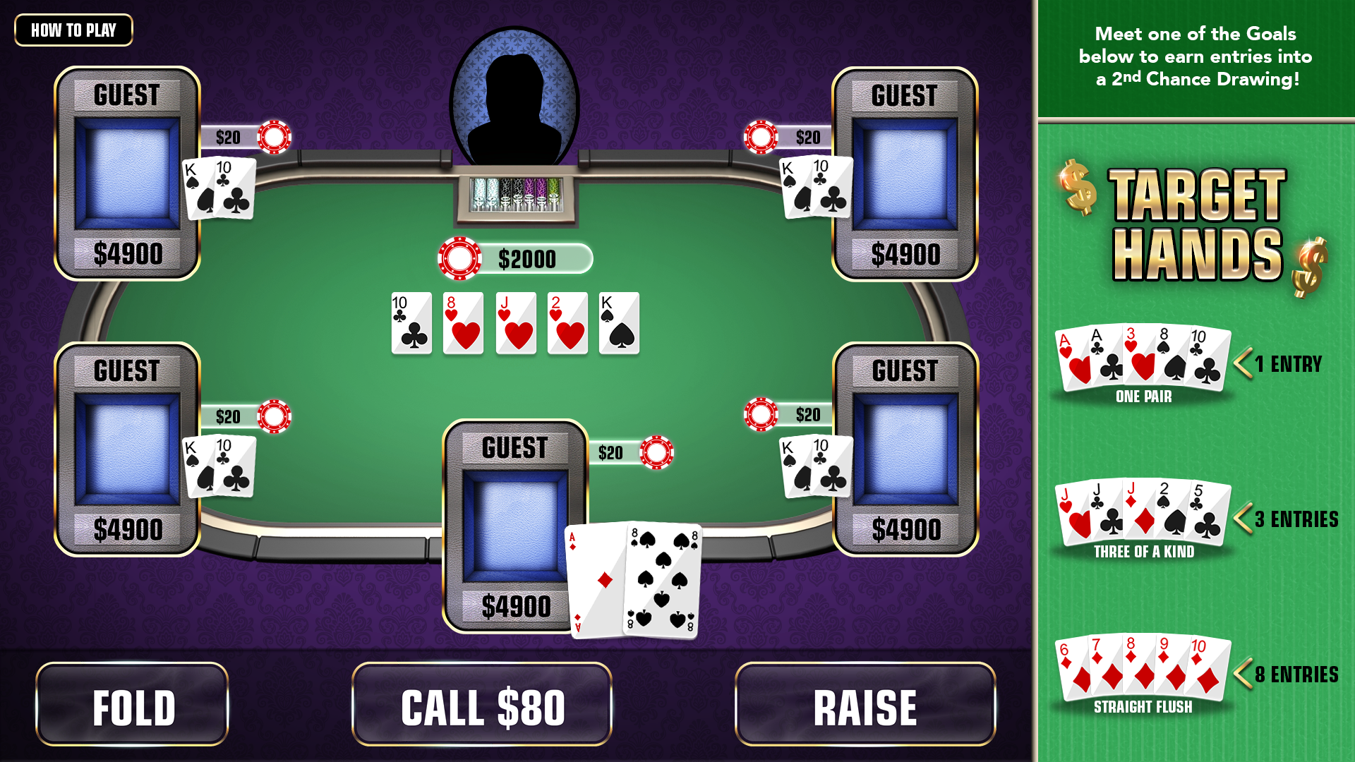 Poker game graphics created for an iPad app. Created all the buttons, graphic styles for text, guest 3D boxes and overall layout for this screen.
