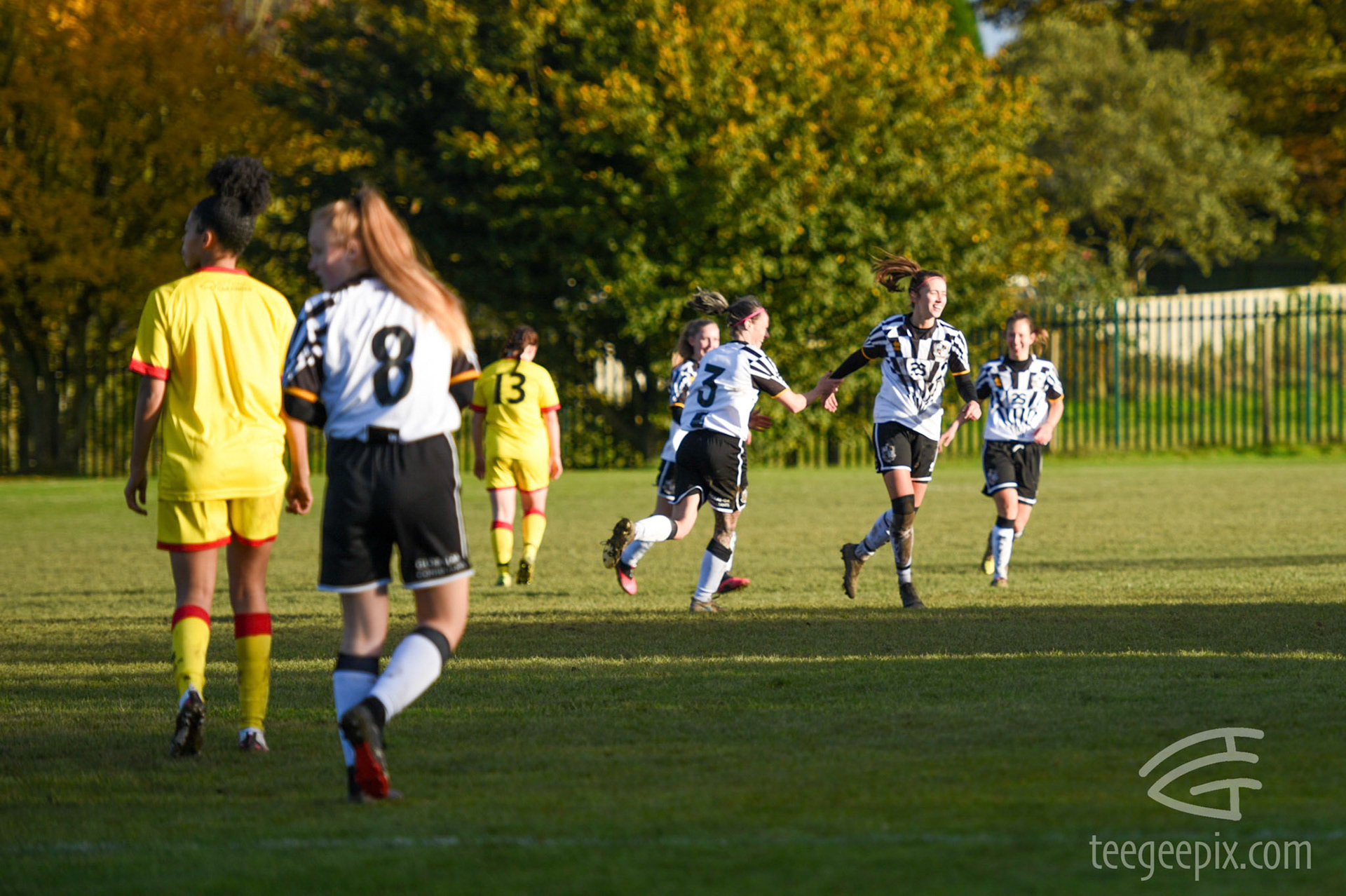 Mollie Garner celebrates a thunder strike which seals a 6-0 victory for Vale