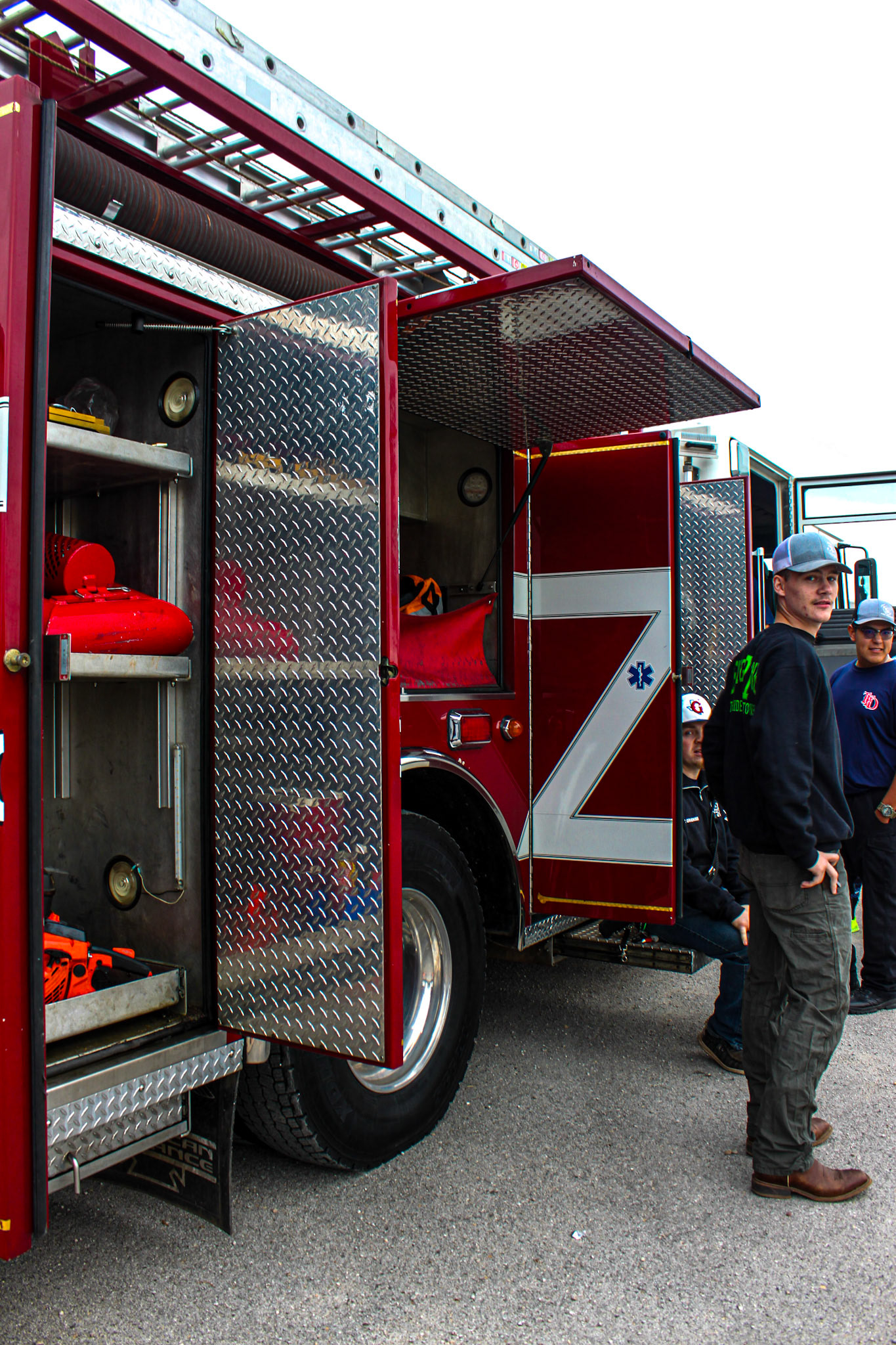 Volunteer Firefighters showing off their Engine - Tye, TX