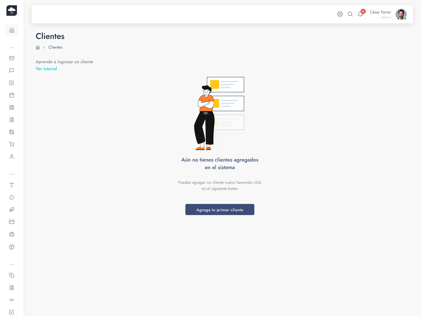 Empty state - Un buen punto de partida en caso de no tener clientes registrados