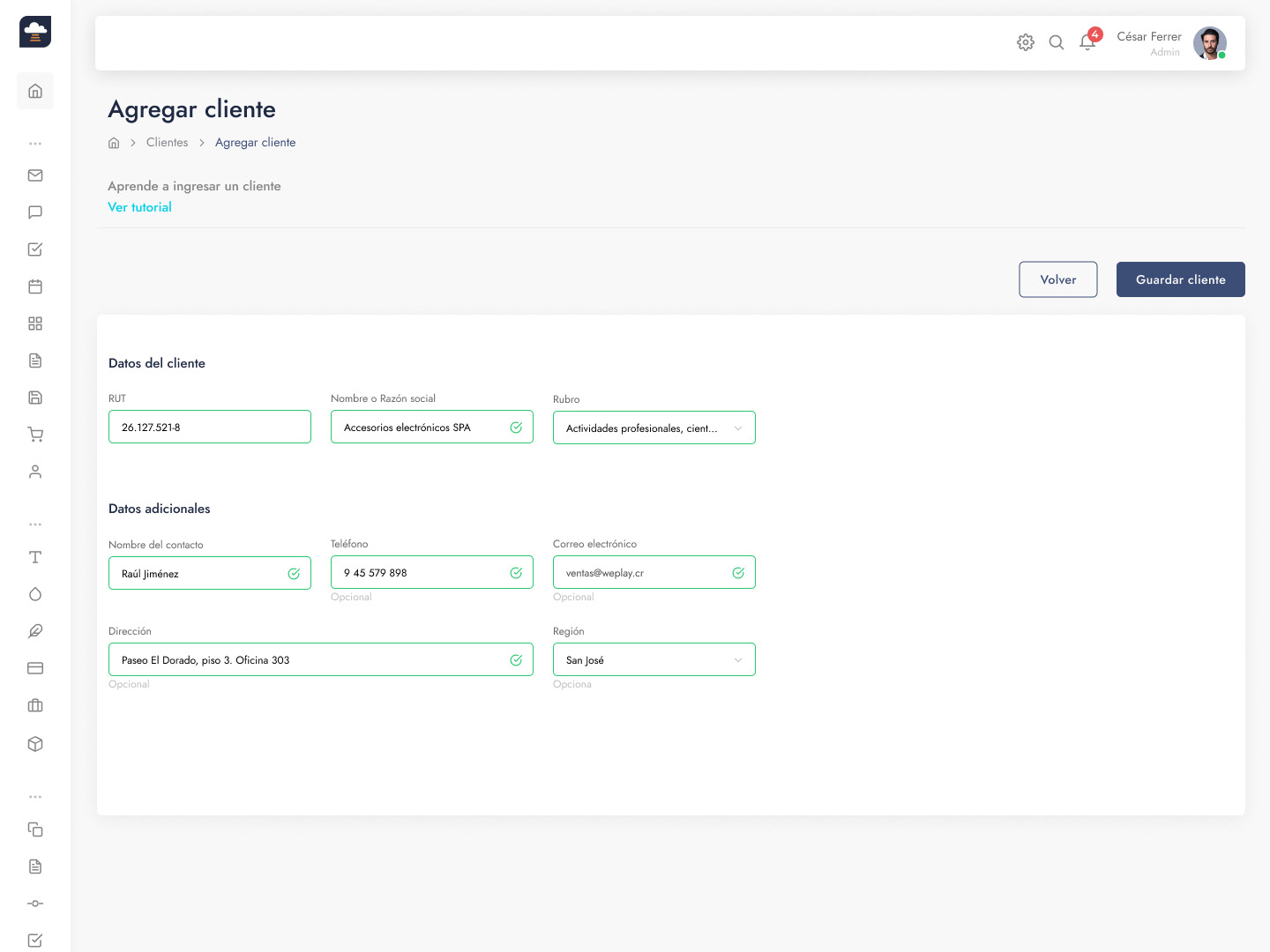 Validación de los campos para entregar feedback a usuario de la información digitada