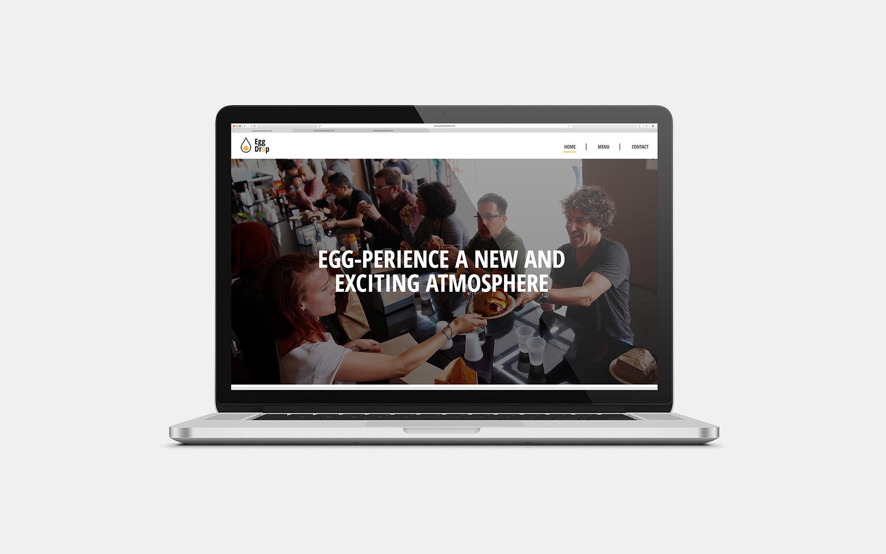 Desktop mockup of Egg Drop's home page