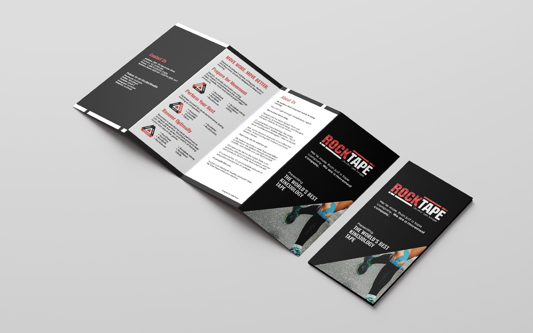 Mockup of the backside of the brochure and the front cover