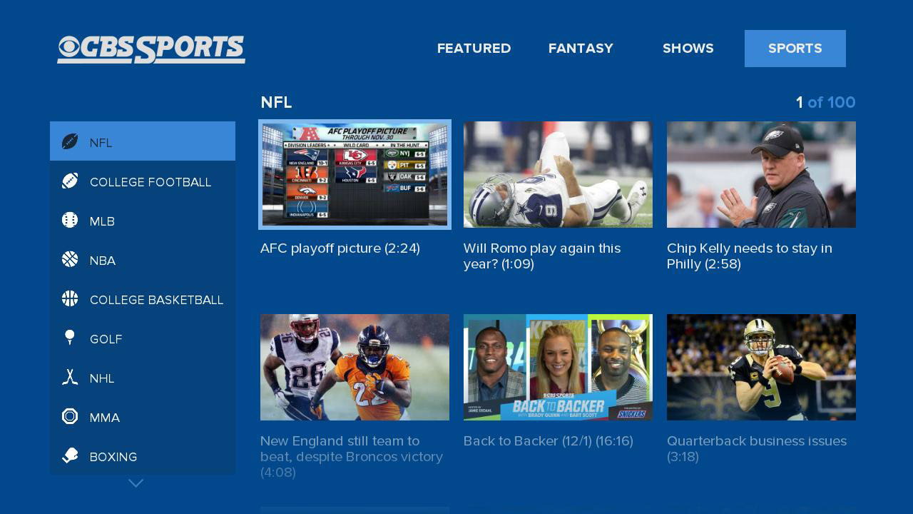 CBS Sports Roku App - Intro Screen: UI/UX Design