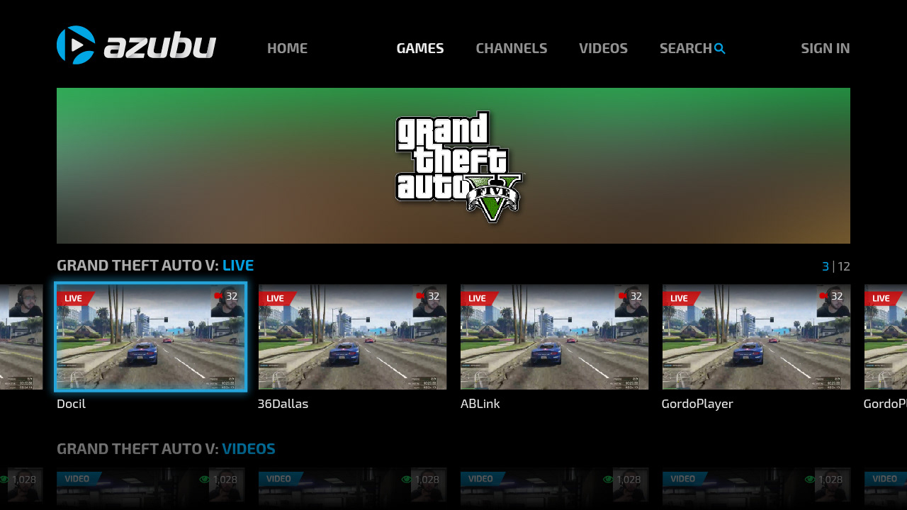 Azubu Roku App: UI Design