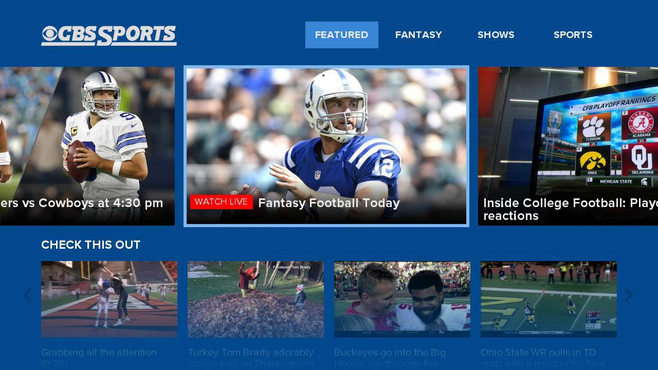 CBS Sports Roku App - Home Screen: UI/UX Design