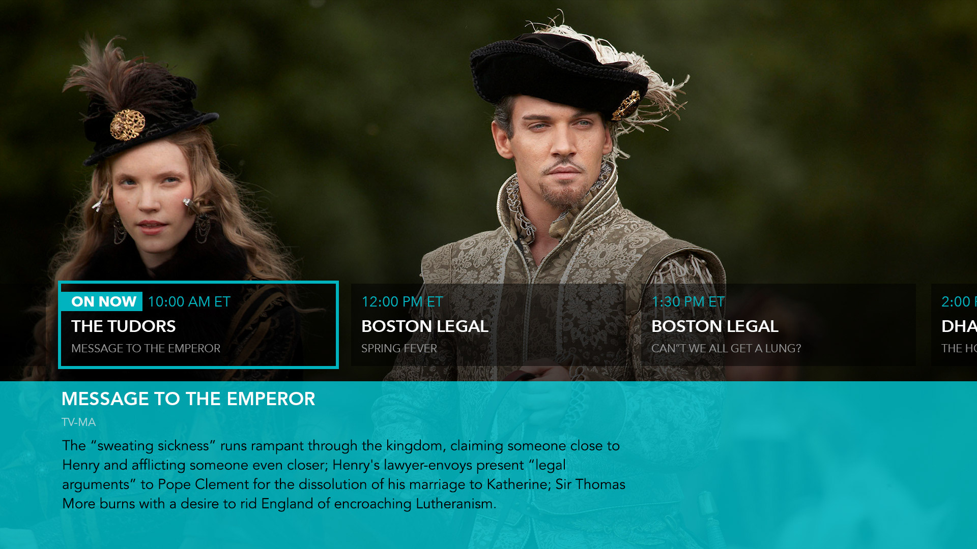 Ovation AppleTV App - Live Guide Screen: UI Design