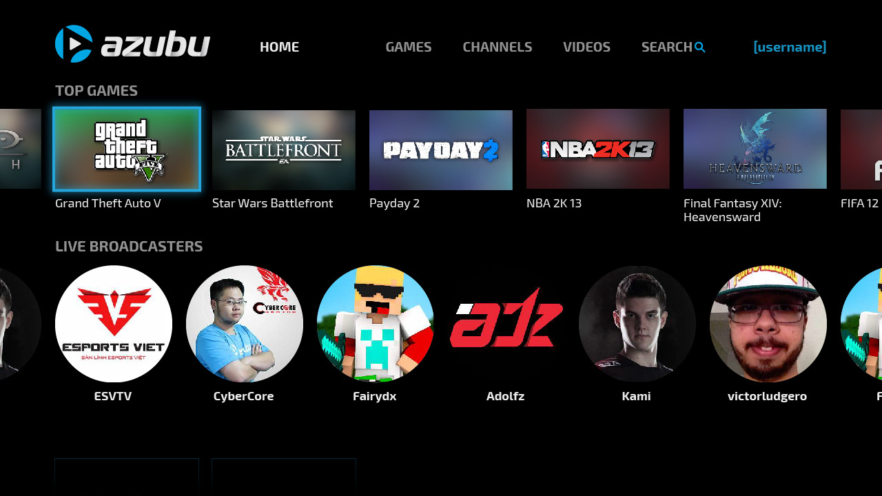 Azubu Roku App: UI Design