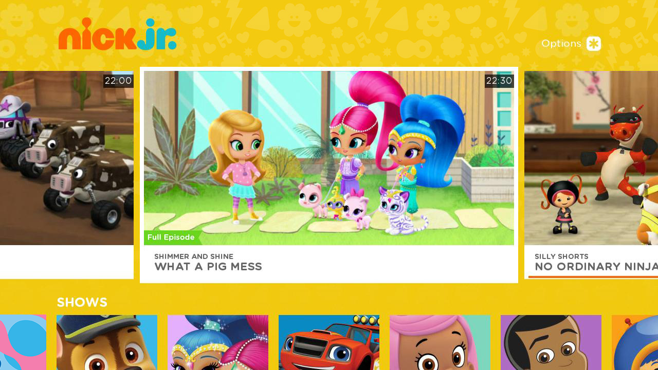 Nick Jr. Roku App - Home Screen: Art Direction, UI Design