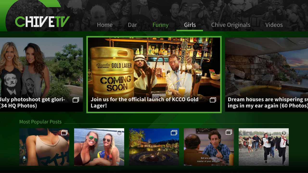 theChive Roku App - Home Screen: Art Direction, UI Design