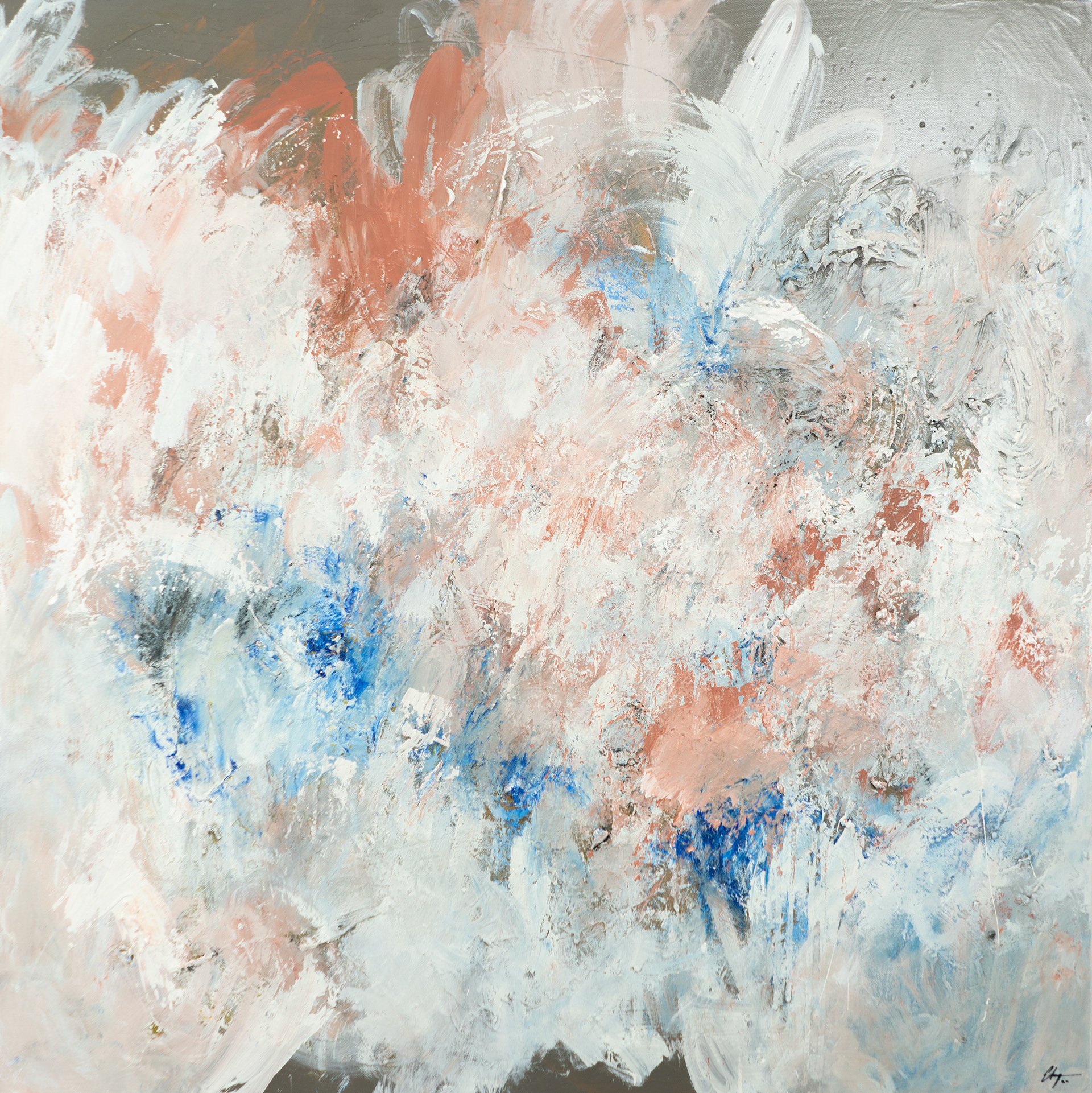 Cotton Candy Skies | 2020 | 36 x 36 in. | Oil, enamel, and charcoal on canvas | Available