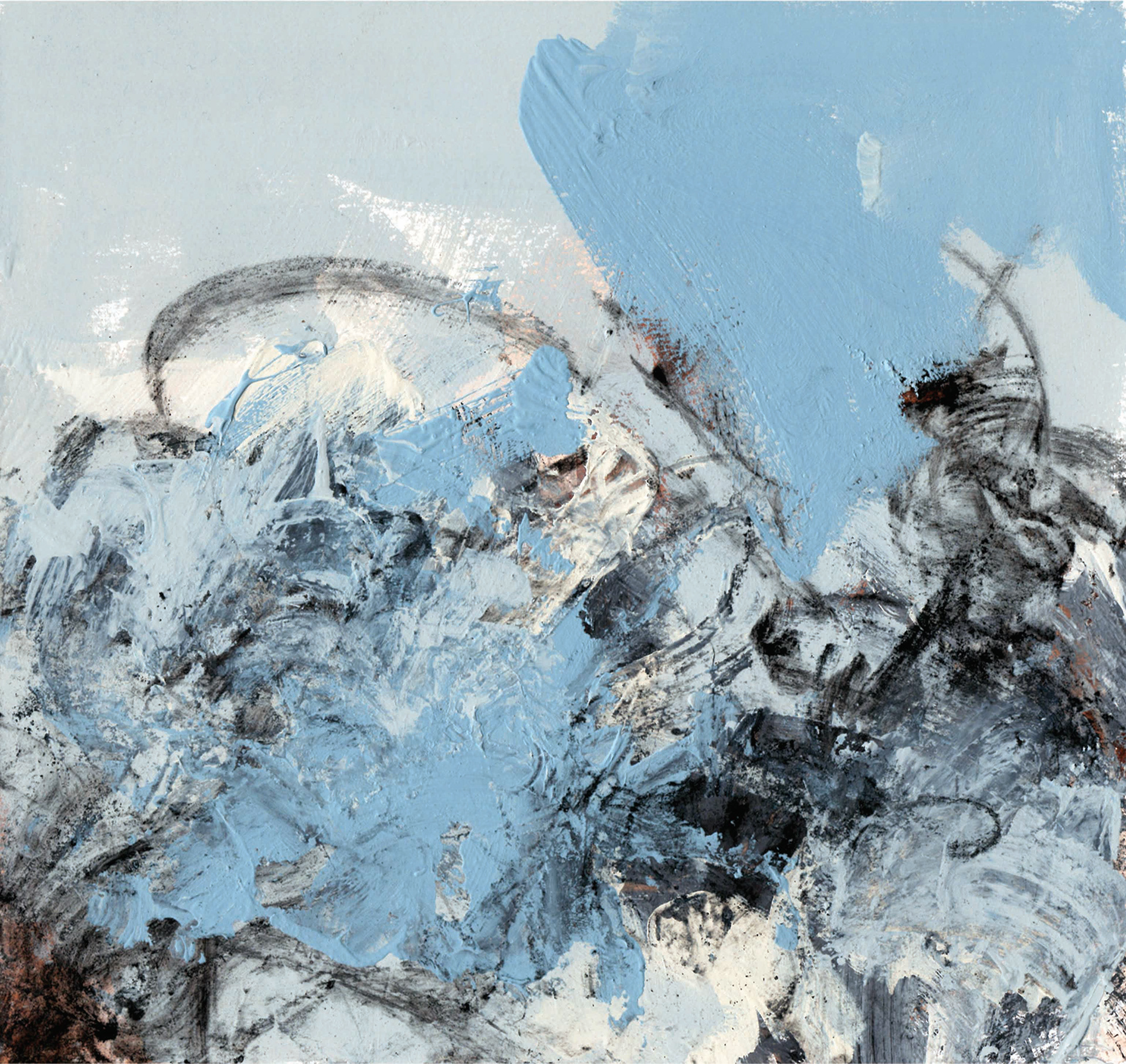 Above Sea Level No. 2 | 2021 | 10 1/4 x 9 5/8 in. | Watercolor, enamel, and charcoal on museum 8-ply matboard | Sold