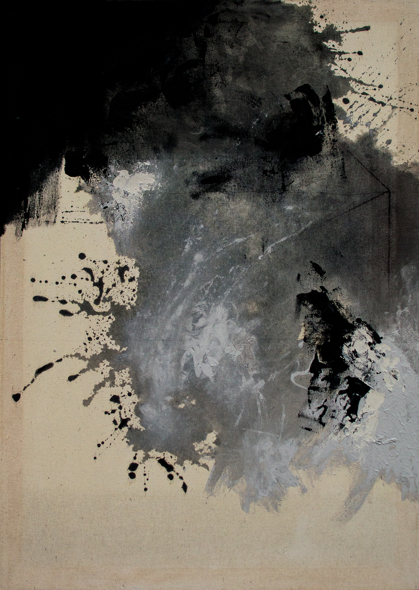 Le Monde Ou Rein | 2017 | 27 x 38 in. | Acrylic wash and enamel on muslin | Private Collection