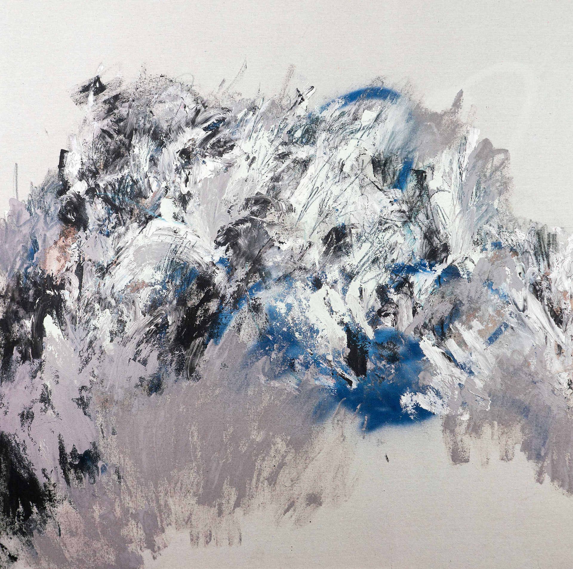 Meet Me Halfway | 2020 | 48 x 48 in. | Acrylic, aerosol, spackle, charcoal on unprimed cotton canvas | Available