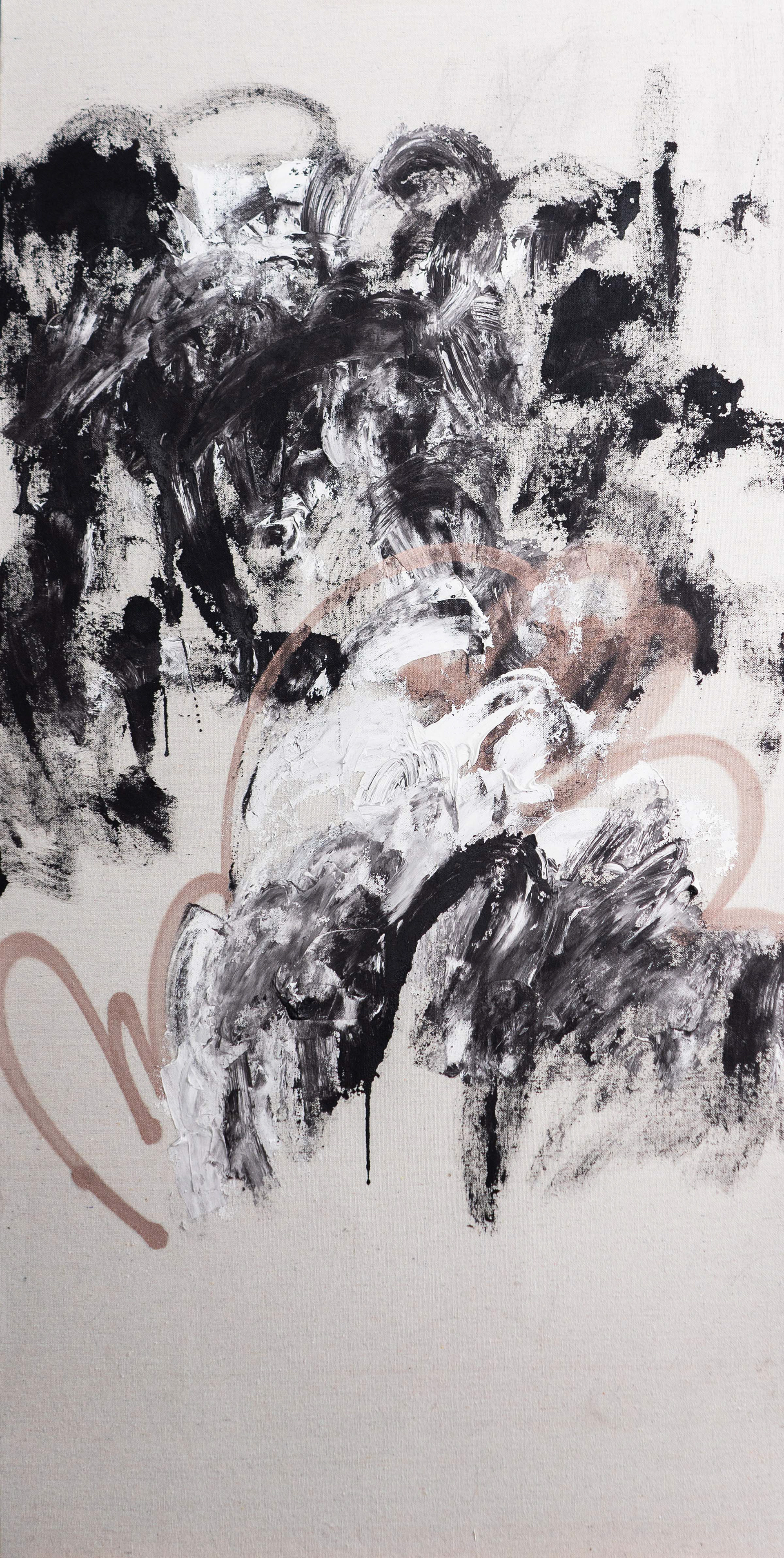 Melanin | 2020 | 24 x 48 in. | Acrylic, charcoal, gesso and aerosol on canvas | Available