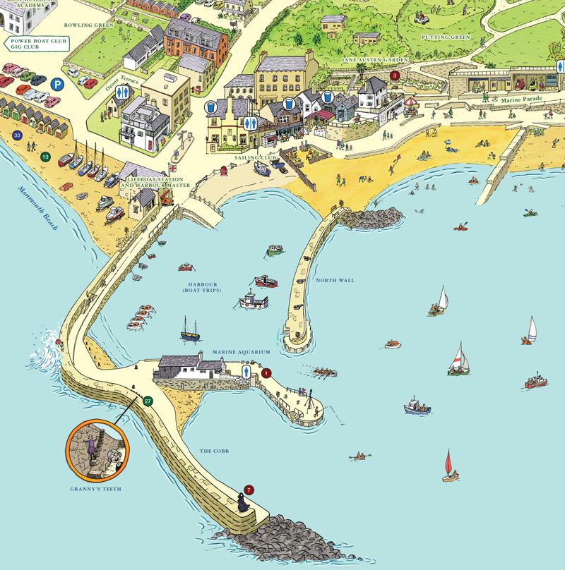 Lyme Regis Street Map Keith Robinson Illustration - Lyme Regis, Tourist Map