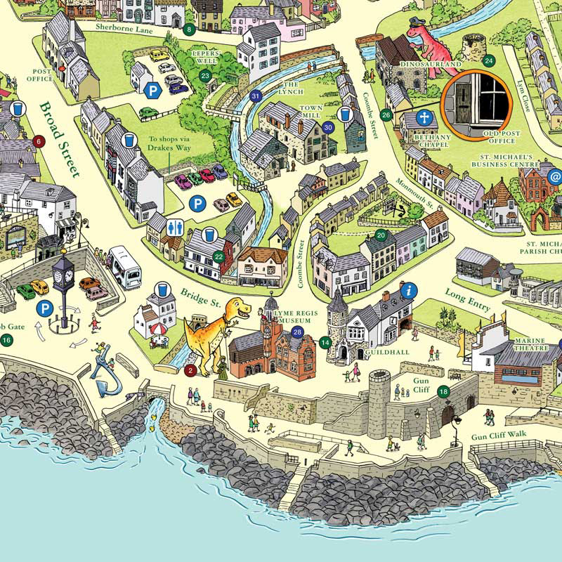 Lyme Regis Street Map Keith Robinson Illustration - Lyme Regis, Tourist Map