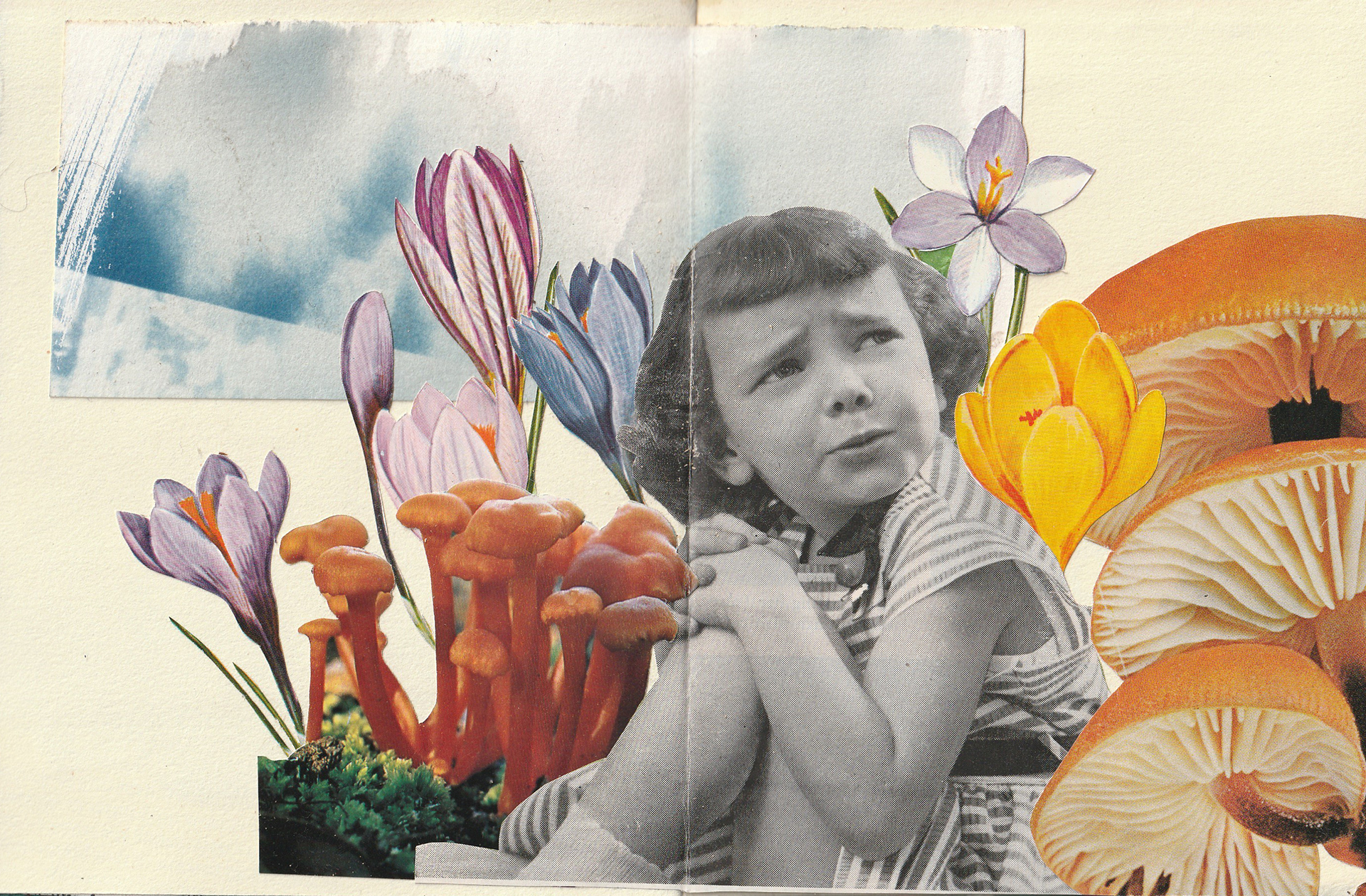 Untitled Book of Collages, 2020. Hand bound book, collaged found images.