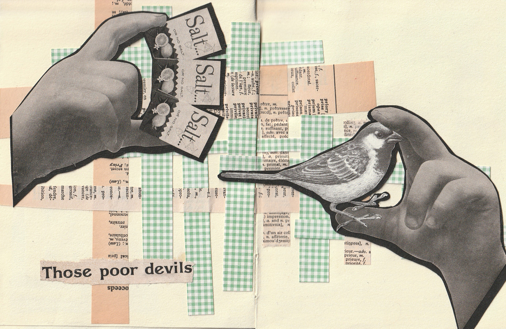 Untitled Book of Collages, 2020. Hand bound book, collaged found images.