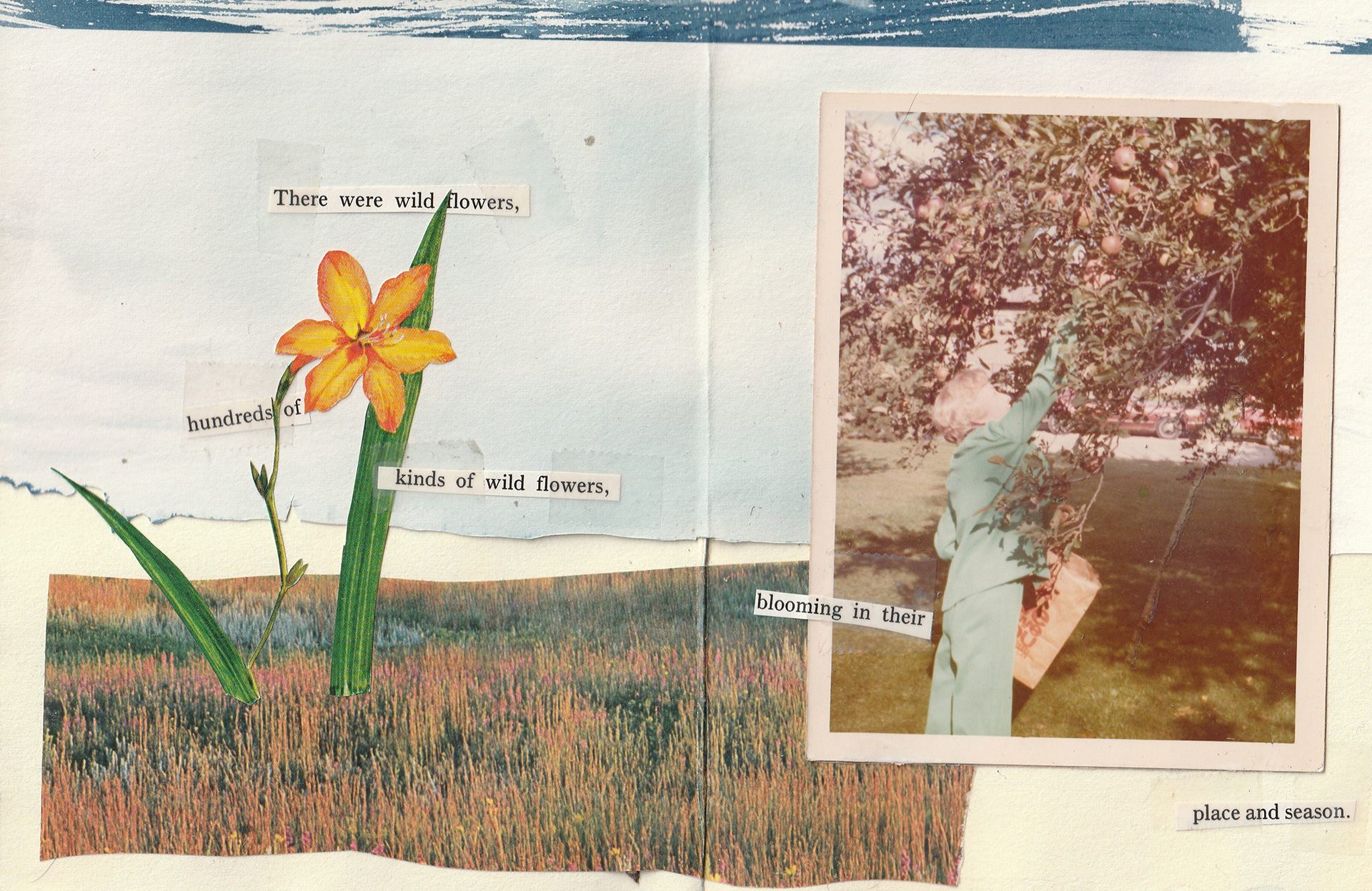 Untitled Book of Collages, 2020. Hand bound book, collaged found images.