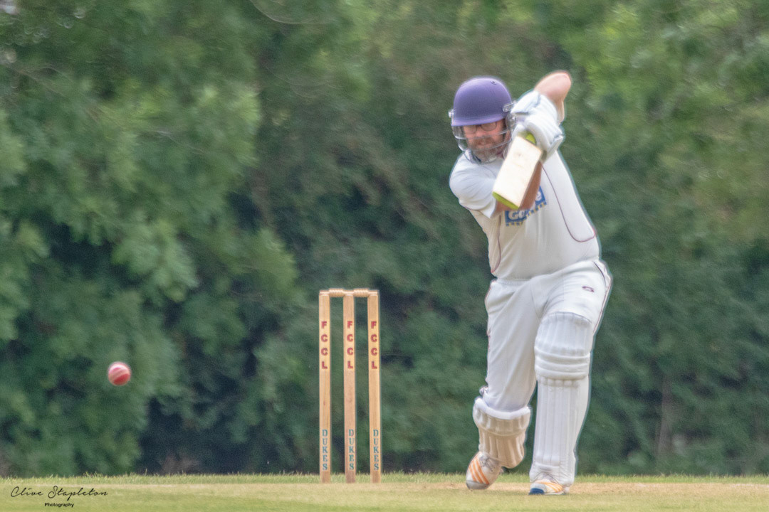 Team Captain Andy Overton plays a Captains Innings of 83 against in the victory against Great Brickhill on Saturday 28th August to secure the Division 4 League Championship,