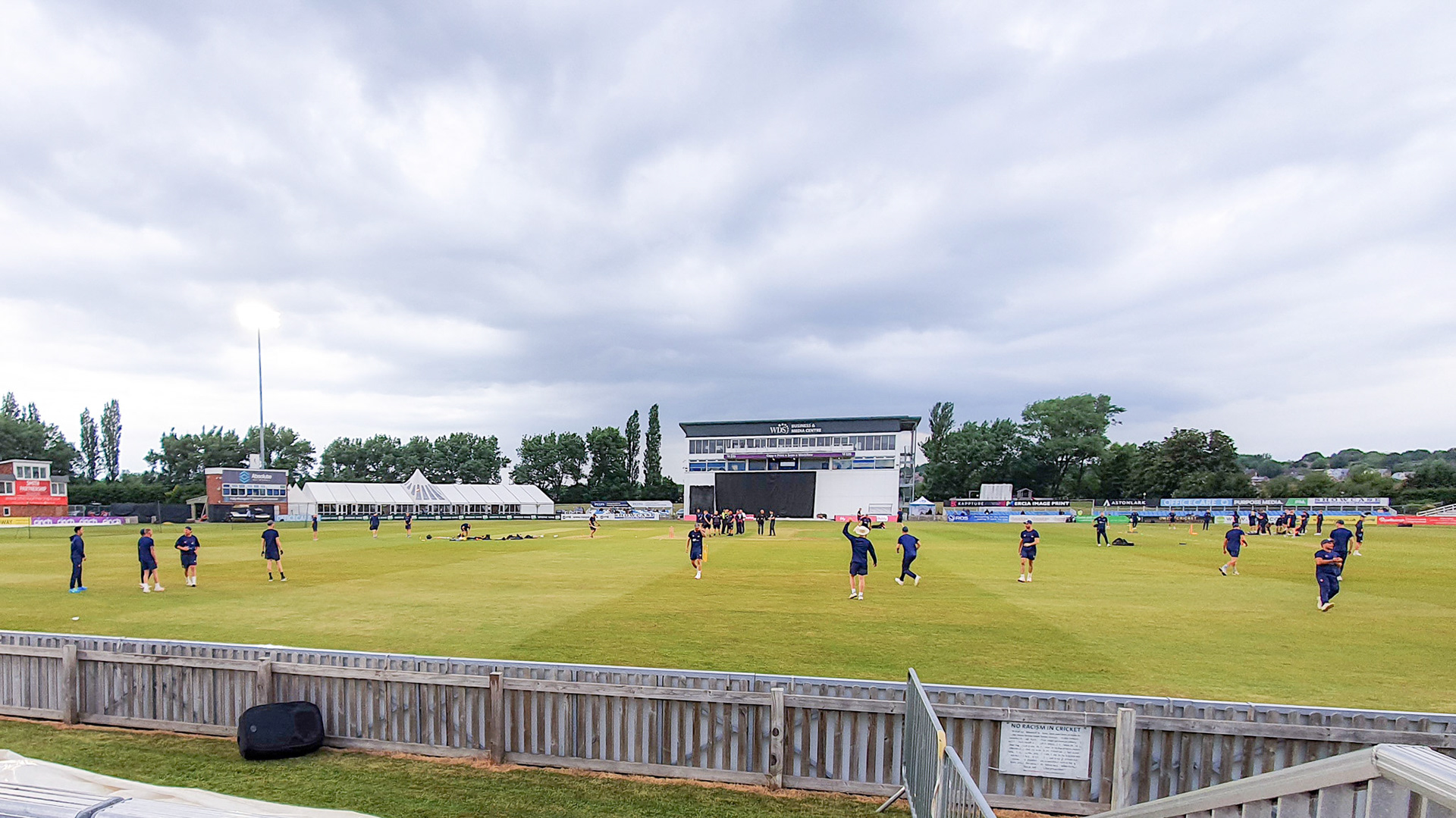 Derby County Ground on 17th June 2021 Derbyshire Falcons v Northants Steelbacks T20 Blast.  Pre match warm up Derbyshire went on to win by 5