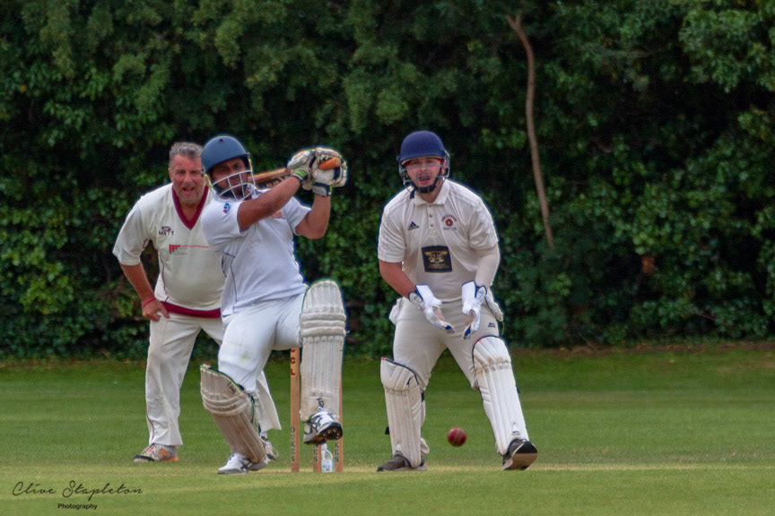 Priyadeshi is batting for New Bradwell 2nd XI against Towcestrians Friendly XI