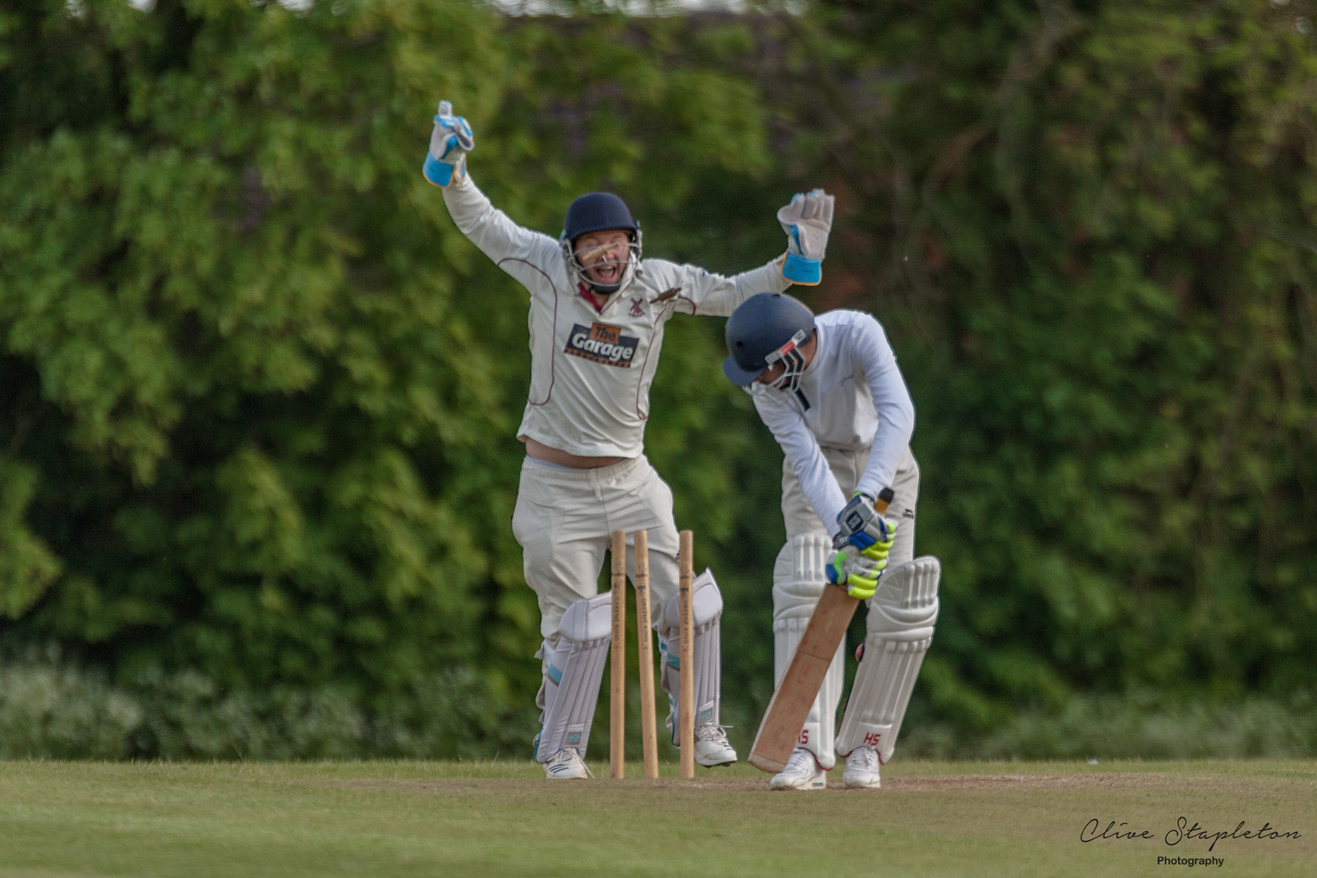 Abdullah Zamir of Milton Keynes City Cricket Club  is bowled by Alfie Godfrey of new Bradwell