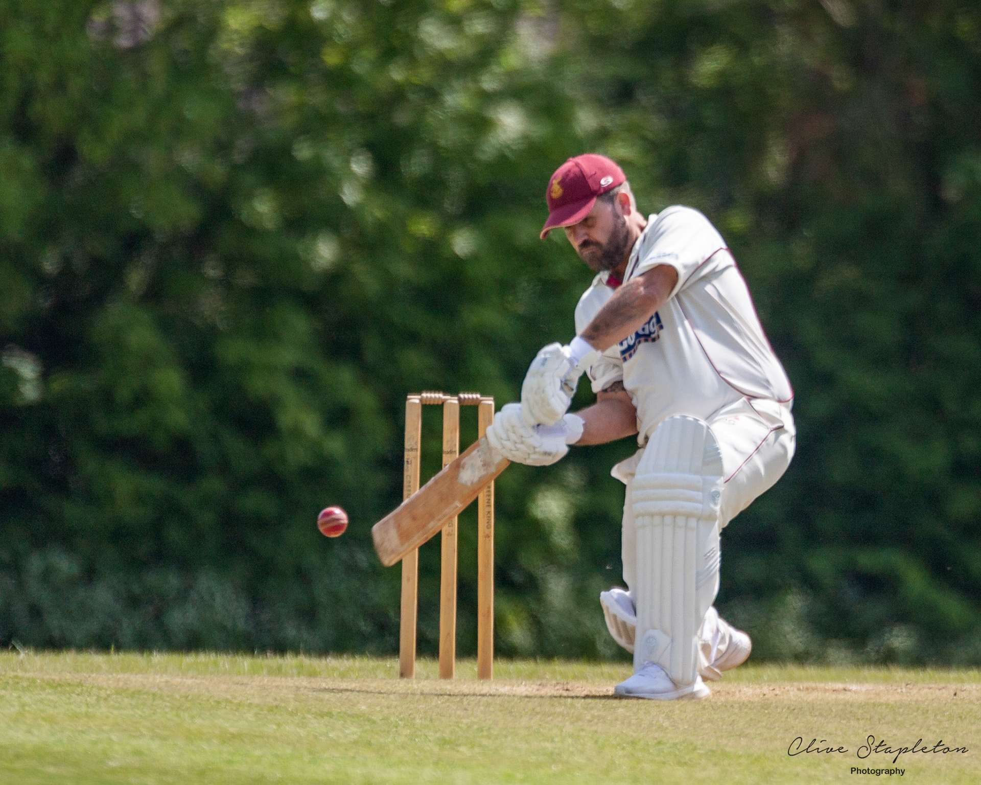 Dean Cannadine batting for New Bradwell 2nd XI against Milton Keynes City CC