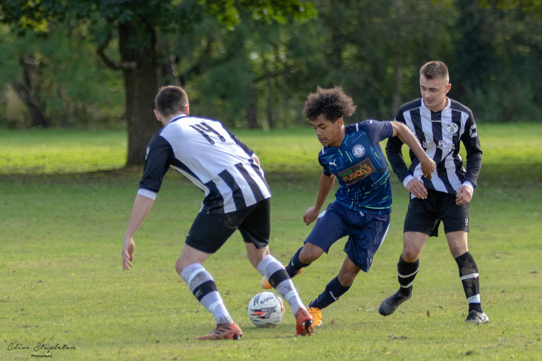 Action between Tibshelf First FC and FC Sunnyhill in a Midlands regional Alliance Game played on 9th October at Tibshelf Derbyshire