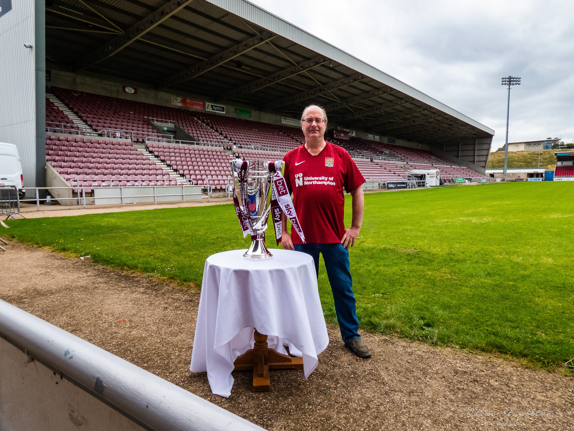 Me with the Division 2 Playoff Trophy at Northampton Town FC