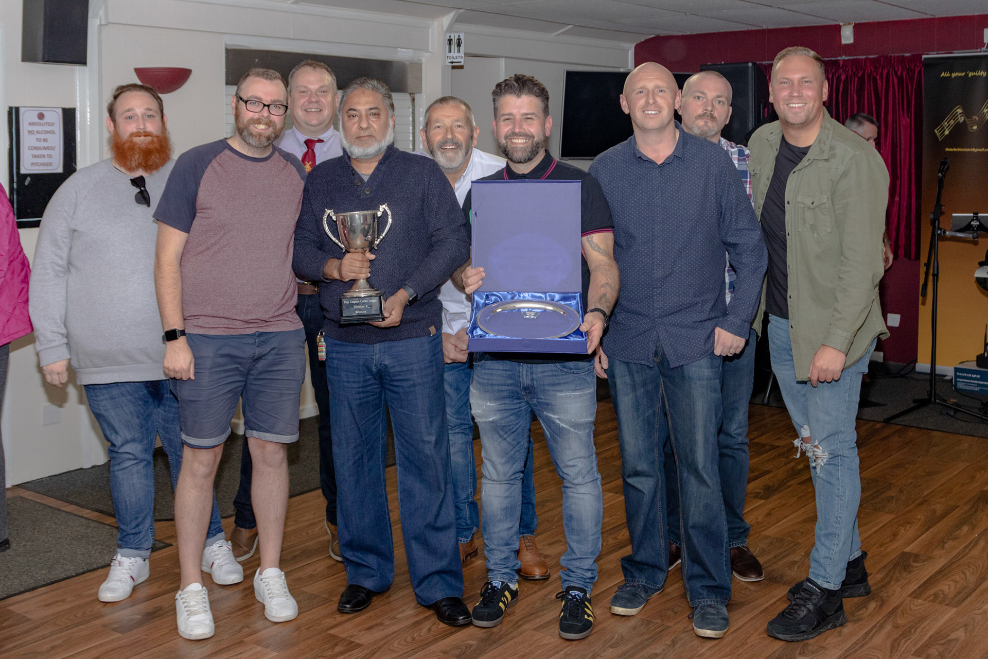 Members of the New Bradwell Saturday 2nd XI who won the 4 Counties League 4 Championship at the 2021 Cricket Club Awards