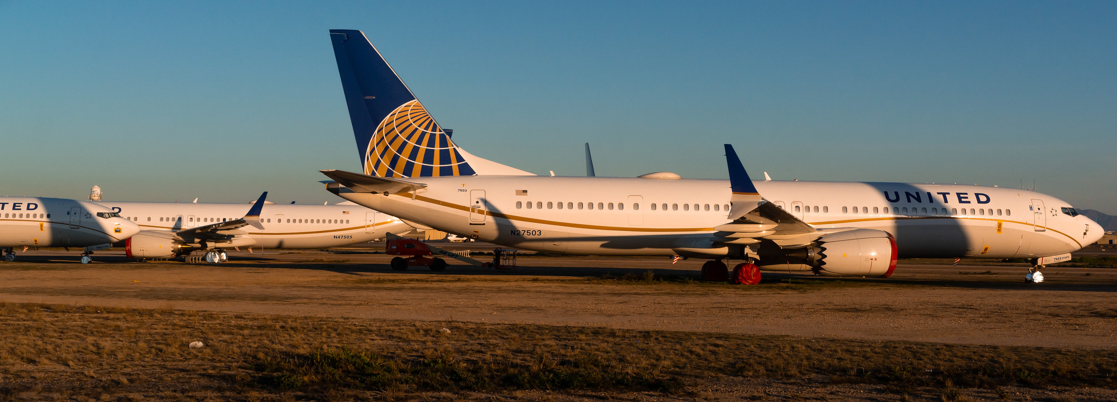 Brand New United 737 MAX 9 aircraft. (Image was taken during the global B737-MAX ban)
