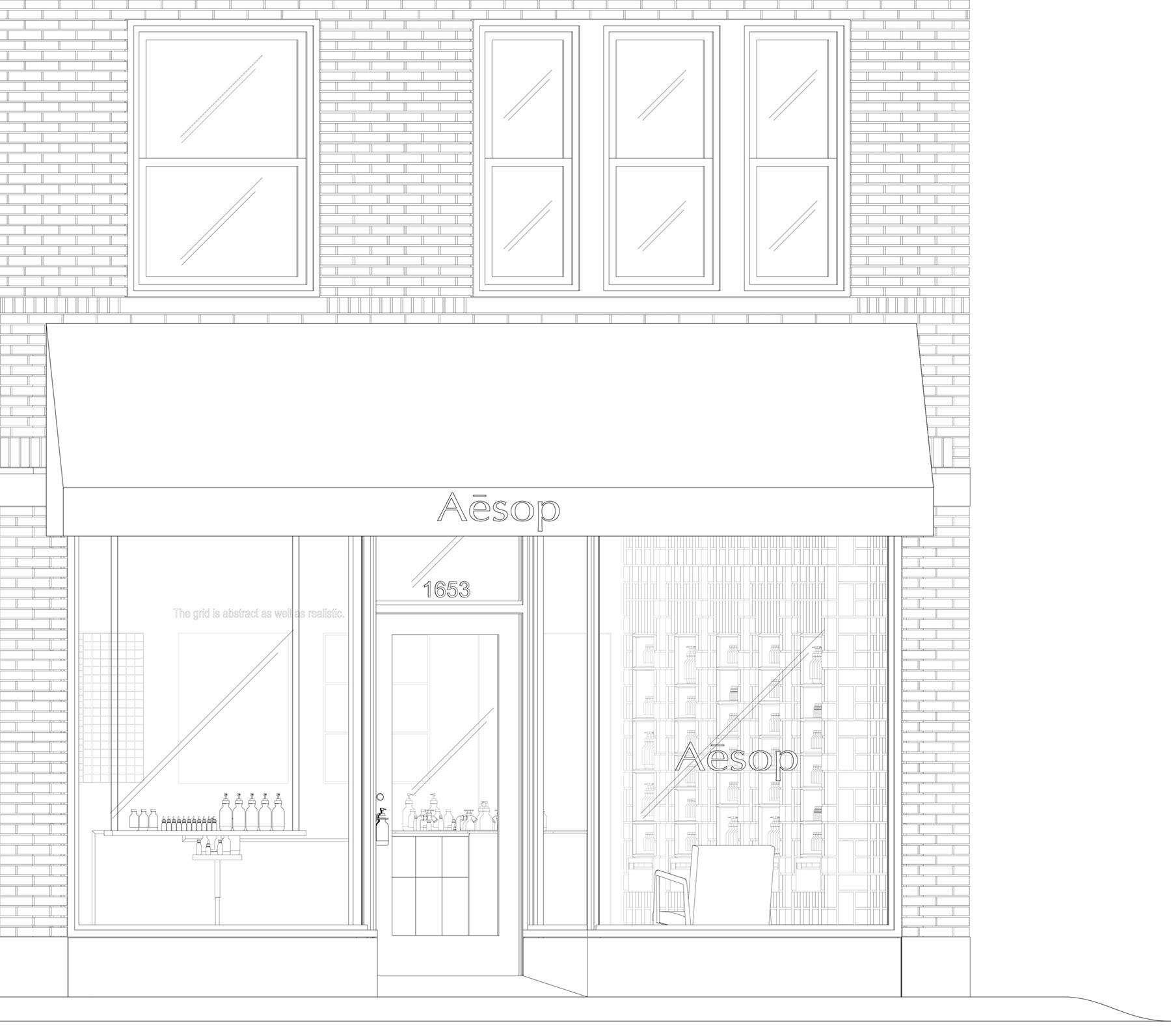 Exterior perspective drawing of Aesop Bucktown retail renovation in Chicago