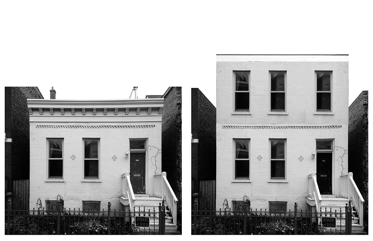 before and 'after' photo collage of house renovation in chicago