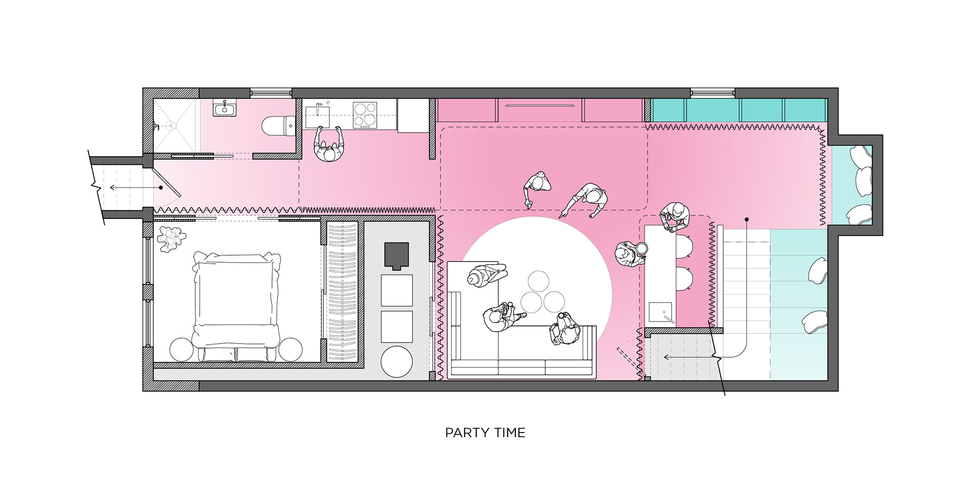 Basement Plan configured for adult dinner party