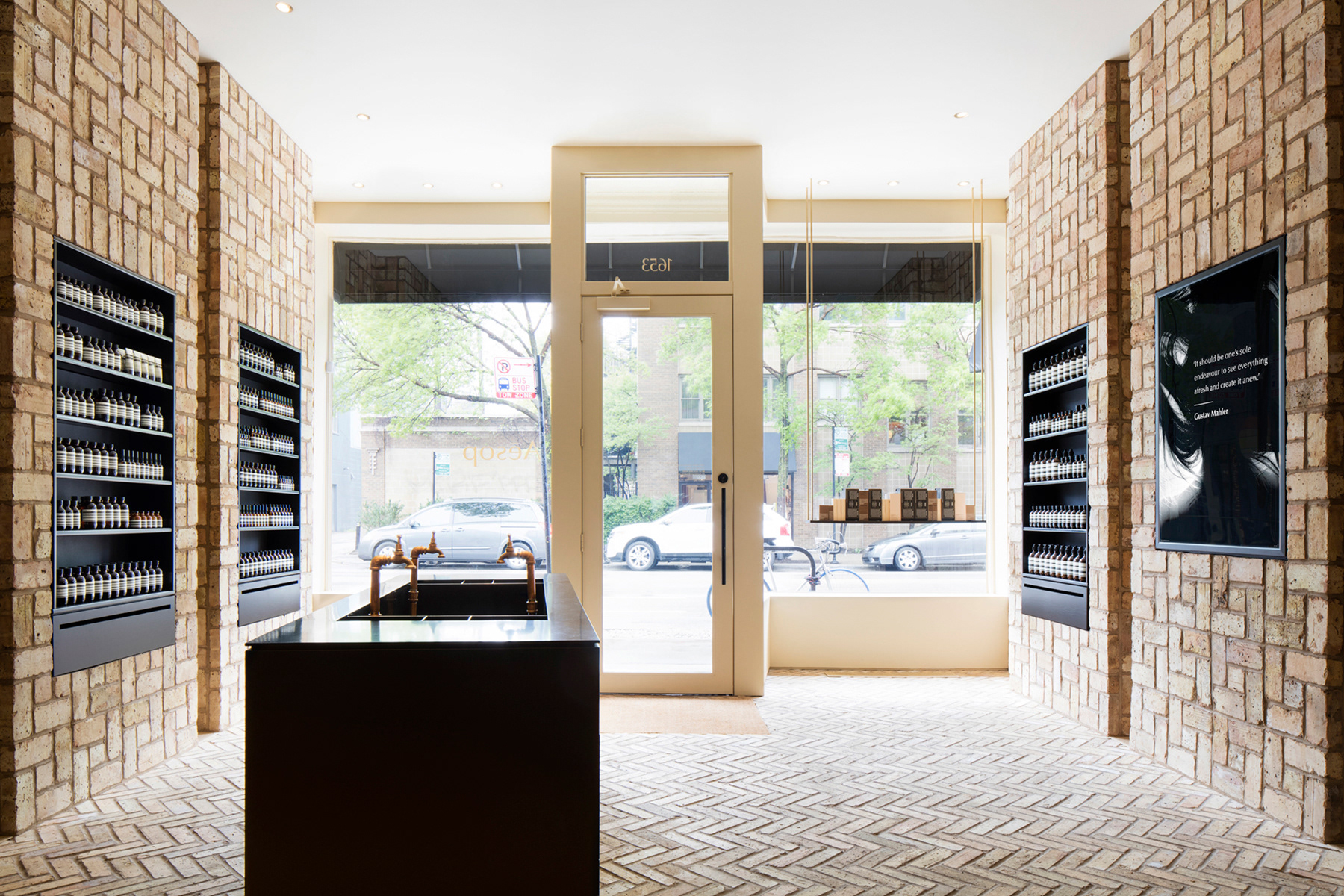 View of Aesop Bucktown retail renovation in Chicago