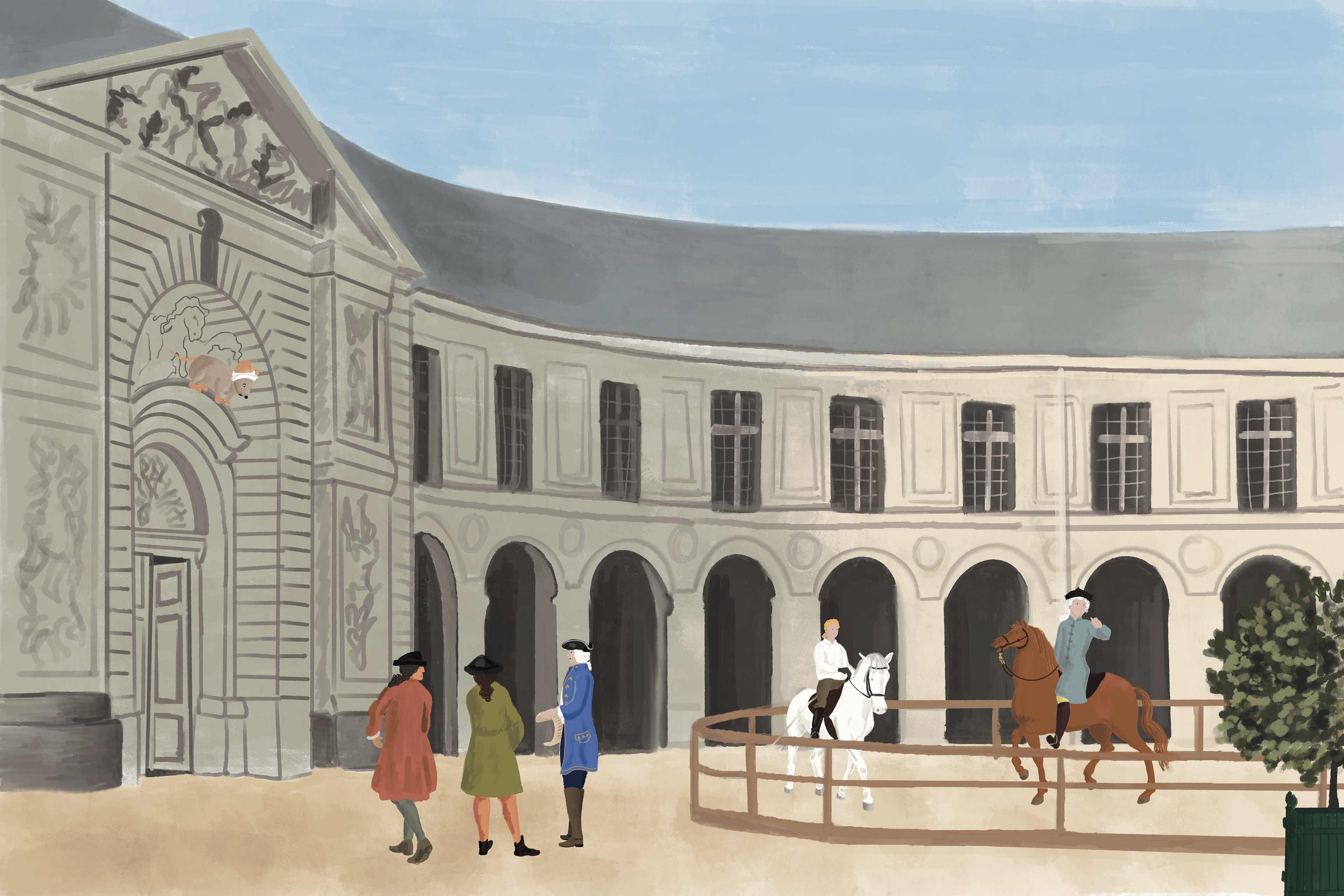 Illustration 2 - Discussions dans la cour des Écuries royales