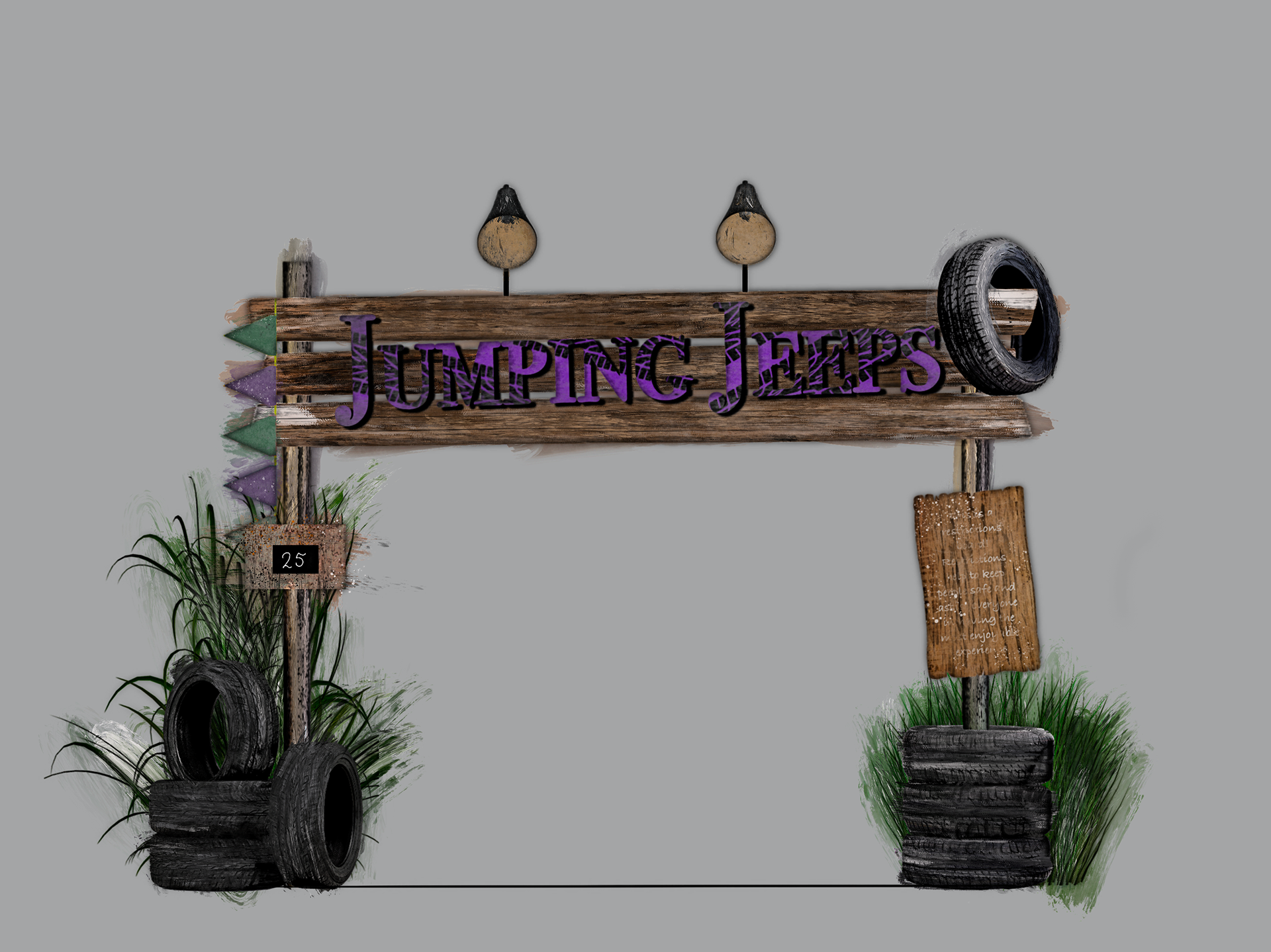 Jumping Jeeps - Attraction Entrance [Procreate]