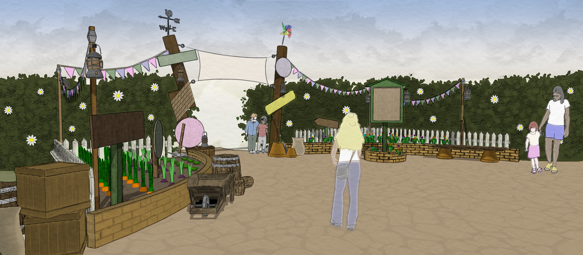 Entry Plaza - Concept Drawing #1 (Trimble SketchUp, Adobe Photoshop)
