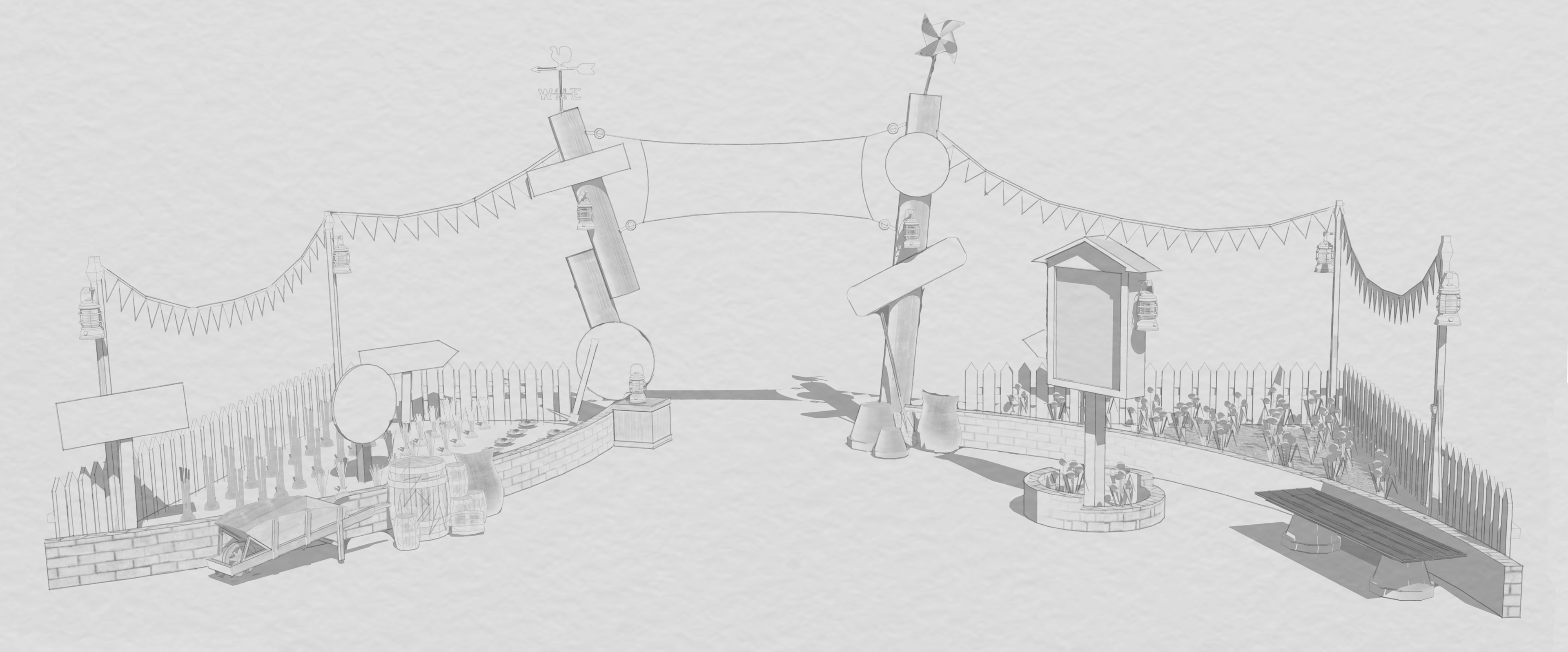 Entry Plaza Pencil Concept #2 (Trimble SketchUp, Adobe Photoshop)