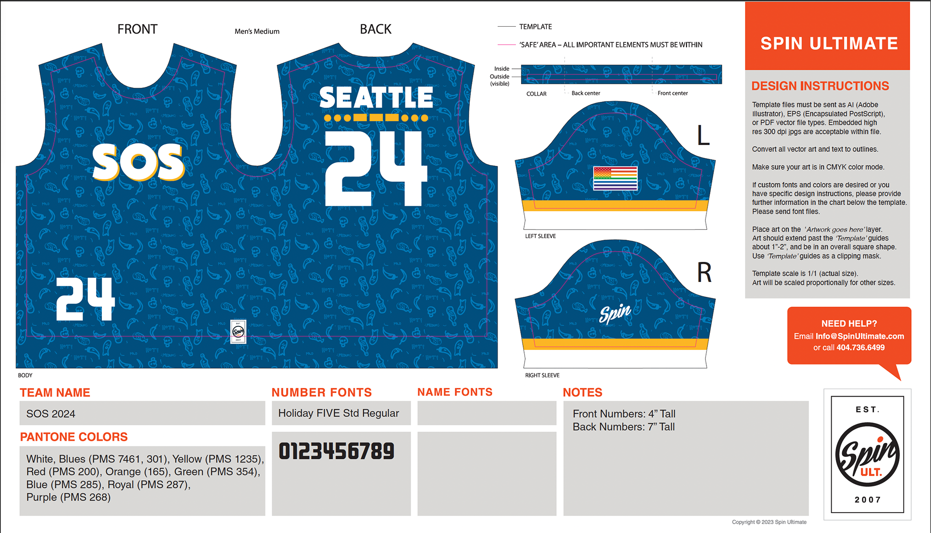 Team jersey, image courtesy of Spin Ultimate Co.