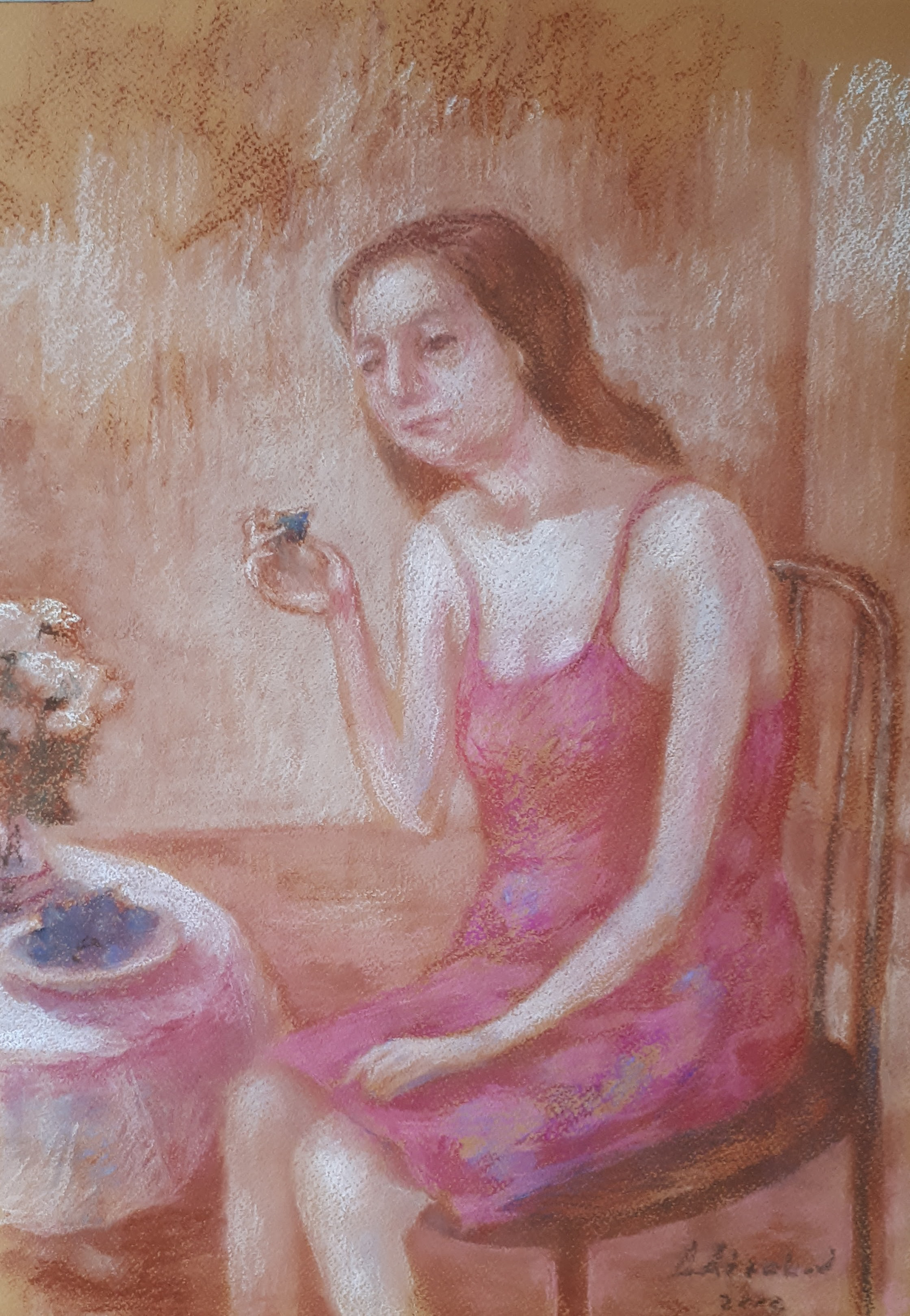 DAME MIT FEIGE pastels on paperCANSON 150g/qm paper size 325 x 250 mm DDiankov 2012