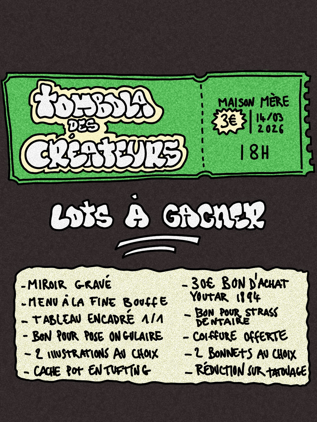 visuel pour la tombola des créateurs