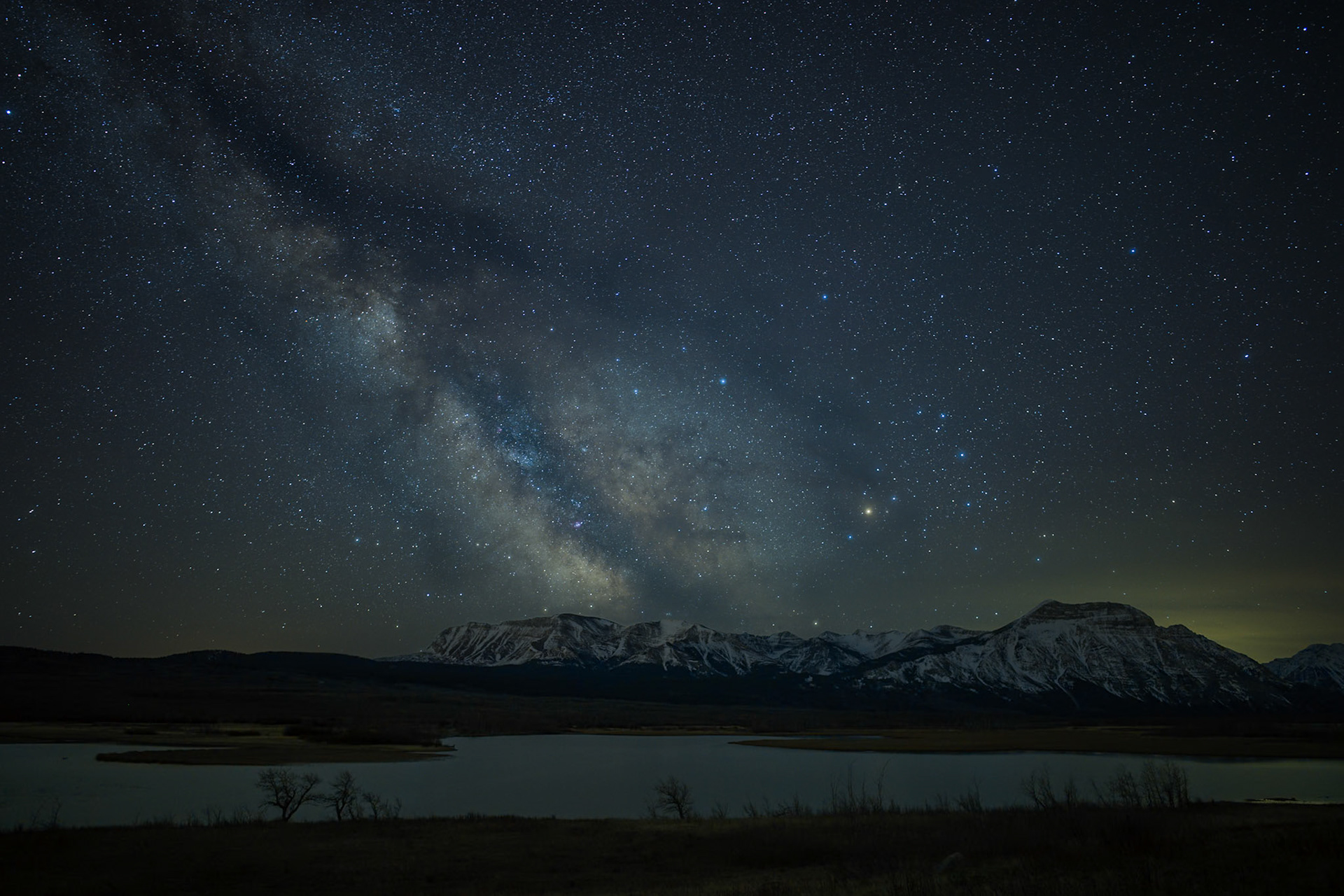 The Milky Way above the Maskinonge wetlands in Waterton Lakes National Park, Alberta.