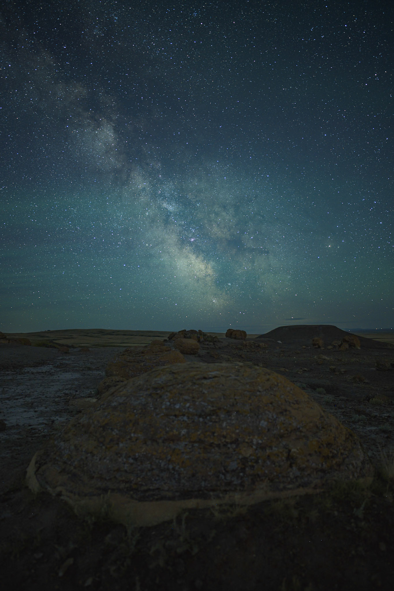 Milky way over Rock Coulee Natural Area in southern Alberta