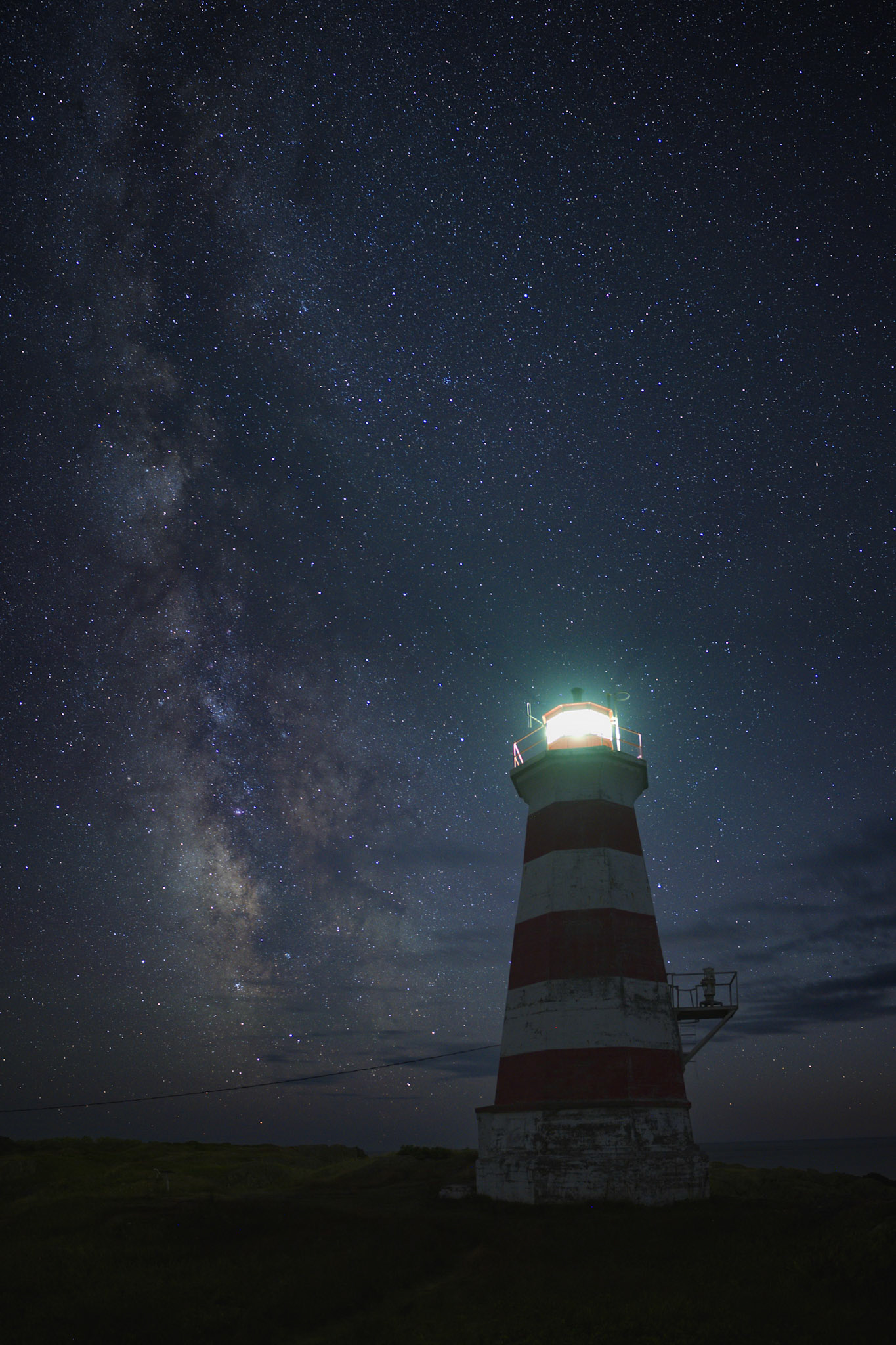 Milky way over Brier Island lighthouse, Nova Scotia.